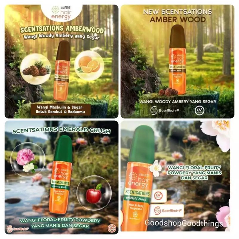 Makarizo Hair Energy Scentsations Hair Fragrance Amber Wood / Emerald Crush 100ml / Parfum Rambut - Image 2