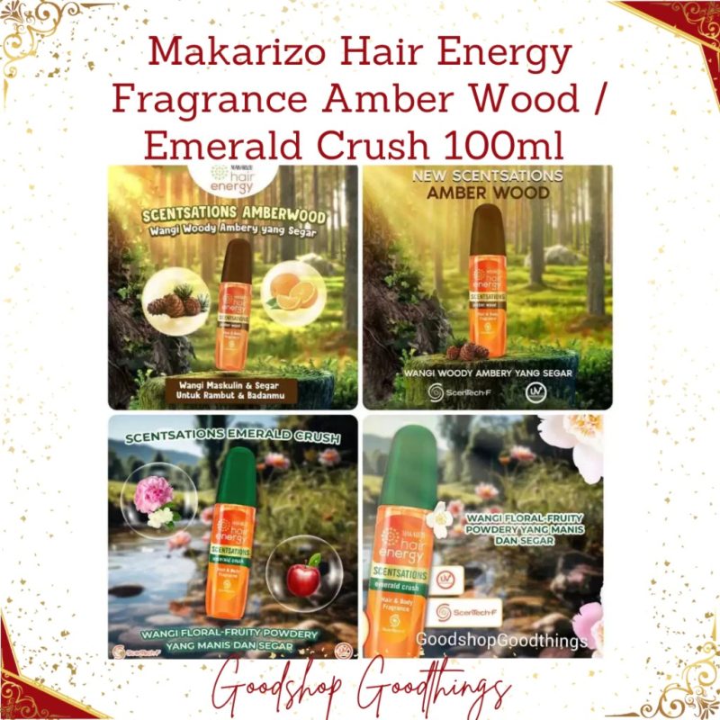 Makarizo Hair Energy Scentsations Hair Fragrance Amber Wood / Emerald Crush 100ml / Parfum Rambut
